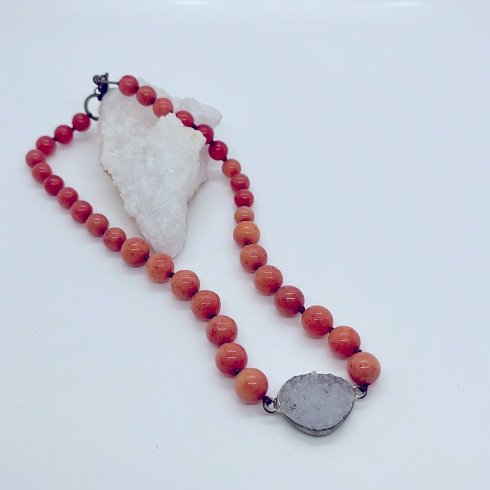 Nina Nguyen coral Jade and white druzy